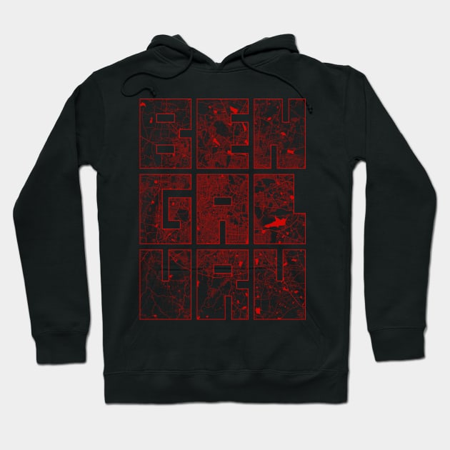 Bengaluru, India City Map Typography - Oriental Hoodie by deMAP Studio